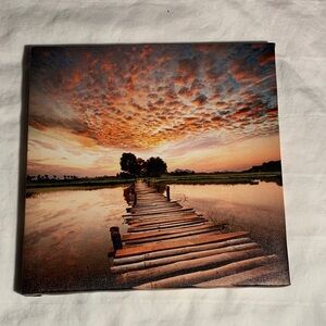 Sunset Over Wooden Bridge Canvas Art